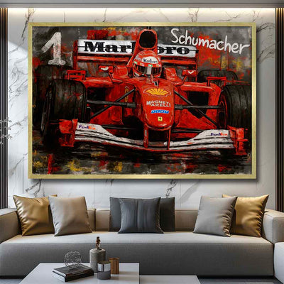 quadro moderno schumacher ferrari formula 1 appeso soggiorno
